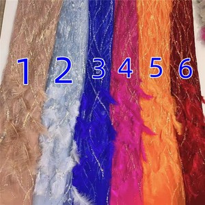 Tela de Encaje con Lentejuelas y Plumas Brillantes Plateadas para Vestido de Novia, Hecha a Mano con Alta Calidad - Product Image 6