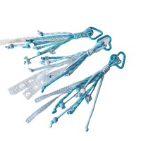 Cordón de aleación tejido con cinta de encaje de dibujos animados de la serie azul, cuerda de escalada, llavero para coche, accesorio DIY para bolso