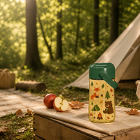 Bouteille d'eau réutilisable en plastique pour enfants de 15 oz, sans BPA, écologique, sans danger pour les aliments, avec couvercle à paille anti-fuite et design personnalisé