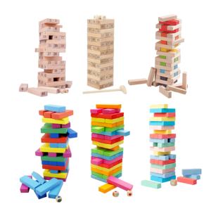 Juego de Bloques de Construcción de Madera de Haya Clásica, Torre de Madera Apilable, Kits de Juego de Construcción DIY, Dominós para Niños de 5 a 14 Años - Product Image 1