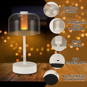 Lampe de table solaire LED portable d'extérieur en métal avec contrôle tactile à intensité variable pour la décoration moderne des patios et terrasses - Product Image 3