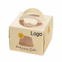Boîte à gâteau tiramisu personnalisée de 4 pouces, boîte cadeau pour gâteau, emballage biodégradable avec fenêtre transparente et poignée