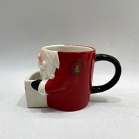 Mug à café en céramique peint à la main avec porte-biscuits Père Noël