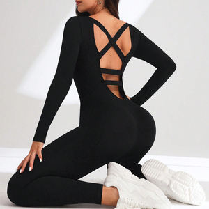 महिलाओं के निर्बाध खेल बॉडीसूट योग एक टुकड़ा लंबी आस्तीन लेगिंग के लिए रोम्पर - Product Image 5