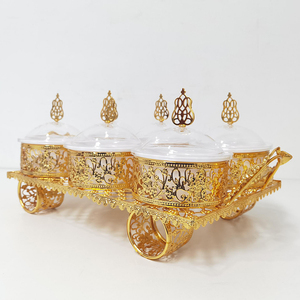 Bán buôn sang trọng Arabic vàng kim loại sắt bánh món ăn Tấm đặt kẹo bát cho trái cây khô Snack phục vụ khay - Product Image 4