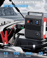 Démarreur de voiture multifonctionnel 24000 mAh avec compresseur d'air, charge rapide 12V, pour extérieur