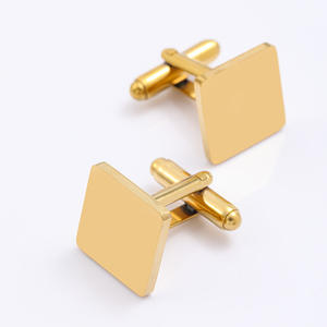 クリエイティブフレンチスクエアステンレス鋼カフリンクスブランクレーザーマーキング付きカスタムロゴファッションネクタイクリップ - Product Image 2