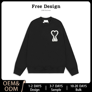 <span class=keywords><strong>Felpa</strong></span> Girocollo a Maniche Lunghe AMI Nuova <span class=keywords><strong>con</strong></span> Etichette, Distintivo a <span class=keywords><strong>Cuore</strong></span> Grande, Unisex, 100% Cotone, Autunno Inverno, Logo Personalizzabile Disponibile - Product Image 2