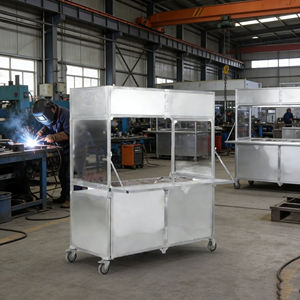 รถเข็นสแตนเลสสี่ล้อพับได้แบบพกพาสำหรับขายไอศกรีม ขนม ฮอทดอก กาแฟ และขนมขบเคี้ยวเคลื่อนที่ - Product Image 4