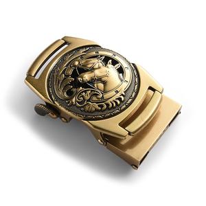 Hebilla de cinturón cuadrada de metal personalizada Double Horse Antique Gold - Product Image 2