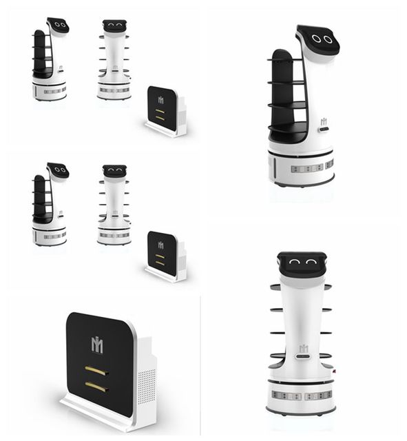Self-Driving Delivery Robot for Restaurant with 4 Compartments 8h Runtime Auto Charge & Dish Recycling Service
