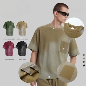 เสื้อยืดทรงบ็อกซี่ แขนเสื้อแบบดรอปไหล่ ผ้าคอตตอนผสม เนื้อผ้าวาฟเฟิลทอแบบหนา 325gsm ทรงโอเวอร์ไซส์ สไตล์ไฮสตรีท  แบบเรียบๆ สำหรับสกรีนลาย - Product Image 1