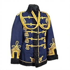 Chaqueta de Húsar Azul Oscuro con Cuello Alto y Botones Decorativos para Disfraces, Uniformes, Fiestas y Actuaciones - Product Image 1