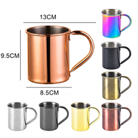 Vente en gros de tasses à Moscow Mule en acier inoxydable 304 plaqué cuivre de 14 oz (410 ml) avec poignée, pour la bière et les boissons