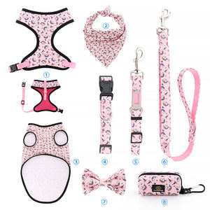 カスタムパターンペットセットカラーリード & プーバッグホルダー犬布犬バンダナと安全リードと一致するプル犬ハーネスベストなし - Product Image 1