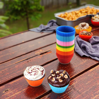 Moules à pâtisserie en silicone antiadhésifs, naturels et sans danger pour les aliments, réutilisables, pour muffins et cupcakes, ensemble d'outils pour gâteaux en résine