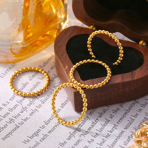 Anillos Impermeables Que No Se Deslustran, Chapados en Oro PVD de 14k y 18k, Anillo de Moda de Acero Inoxidable 316L con Cuentas para Mujer - Product Image 1