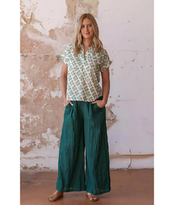 Vêtements de tous les jours pour femmes, haut ample en coton 100 %, col en V, manches courtes et poignets retroussés, confortable, décontracté pour l'été - Product Image 1