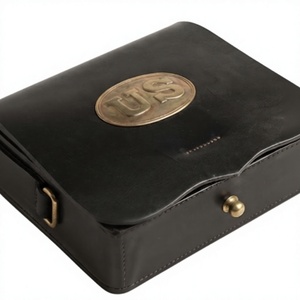 Caja de Cartuchos de Cuero Negra Estilo Herencia con Emblema de EE. UU. y Placa de Latón, Estuche de Almacenamiento Auténtico para Recreación Histórica - Product Image 6