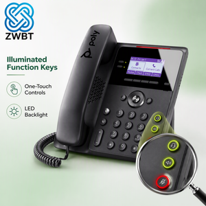 Téléphone IP Poly <span class=keywords><strong>Edge</strong></span> B20, 2 lignes SIP VoIP, téléphone de bureau, écran LCD 2,8 pouces, Gigabit Ethernet PoE, voix HD, haut-parleur duplex intégral, BroadSoft - Product Image 4