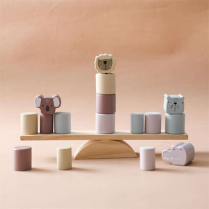 Jouet éducatif en bois certifié EN71, balançoire multifonctionnelle à enfilser et à empiler pour la reconnaissance des couleurs des bébés - Product Image 6