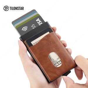 TILONSTAR TVC105 Tarjetero Delgado de Aluminio con Clip Frontal de Cuero, Protección RFID Automática, Tarjetero Emergente para Tarjetas de Presentación - Product Image 5