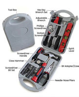 Ensemble d'outils compacts pour la maison, 37 pièces, avec marteau, pinces, tournevis, étui moulé par soufflage portable, kit d'outils ménagers pour l'entretien quotidien