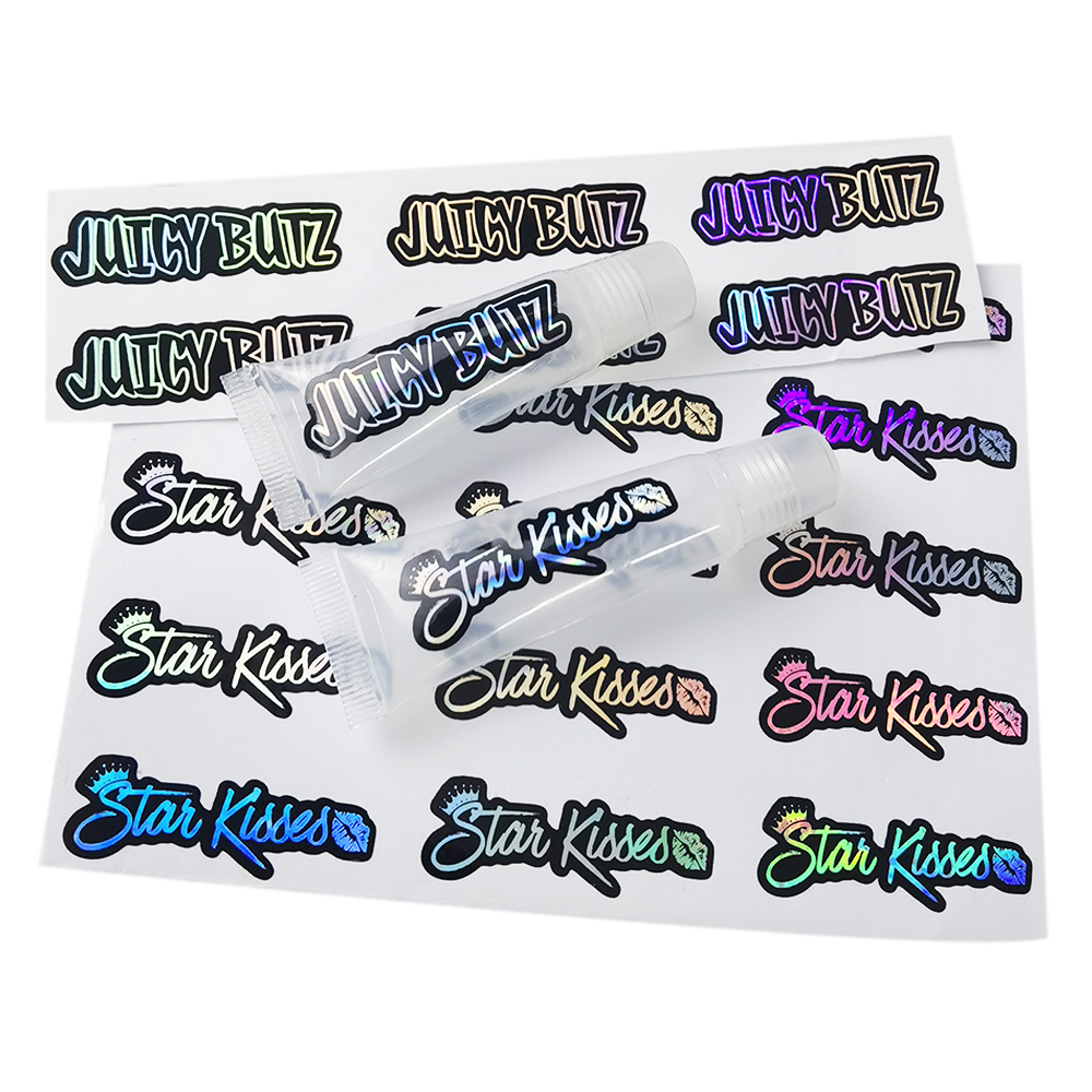 Custom Printed Clear Transparent Logo PET Waterproof Adhesive Lip Gloss Lip Balm Cosmetics Packaging Labels Stickers Custom