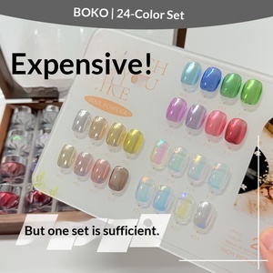 Nuevo Set de Regalo de 24 Colores de Purpurina para Uñas en Caja de Madera Redonda/Cuadrada Retro, Polvo de Efecto Espejo Súper Brillante Transparente como el Hielo - Product Image 3