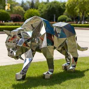 Estátua Escultural de Leopardo em Aço Inoxidável em Tamanho Real com Design Geométrico à Venda - Product Image 6