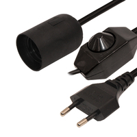 Câble d'alimentation plat à 2 fils, prise européenne Kema Keur Vde, interrupteur, support de lampe E27