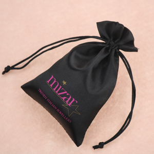 Custom Printed Hair Collection Drawstring <b>Bag</b> Rings Necklace Earrings Jewelry Packaging Satin Pouch for Wigs <b>Dust</b> <b>Bags</b> - Product Image 6