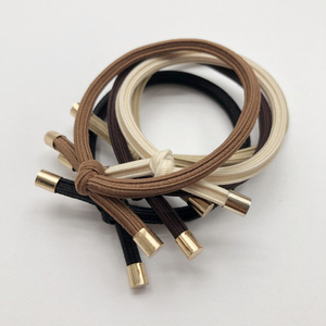Elastici per <span class=keywords><strong>capelli</strong></span> beige moka a <span class=keywords><strong>strisce</strong></span> dritte con nodi e perline dorate, elastici per coda di cavallo da donna e ragazza, scrunchies. - Product Image 3