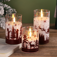 Ensemble cadeau de bougies de Noël en verre à la cire de paraffine pour la décoration de la maison de Mermei, bougies LED sans flamme de Noël