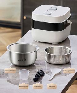 Cuisinière à riz électrique multifonctionnelle automatique 3L pour cuisson de riz, faible teneur en glucides, ensemble d'ustensiles de cuisson coréens, petite cuisinière à riz intelligente en acier inoxydable - Product Image 6