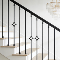 Vente en gros de rampes d'escalier modernes en fer forgé, à motifs carrés creux et en forme d'étoile noire, pour escaliers d'appartement