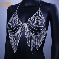 2025 strass Bikini ensemble corps chaîne costume Sexy brillant gland pour vêtements Performance sous-vêtements spectacle
