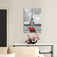 Charmante peinture à l'huile sur toile moderne de Paris avec l'image de l'ombrelle rouge, impression numérique, 40x50cm, originale, best-seller