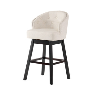 360 Degree Swivel Modern Metal <b>Bar</b> <b>Stool</b> with Stunning Nailhead Trim Set of <b>2</b> Beige for Home <b>Bar</b> & Hotel Use - Product Image 3