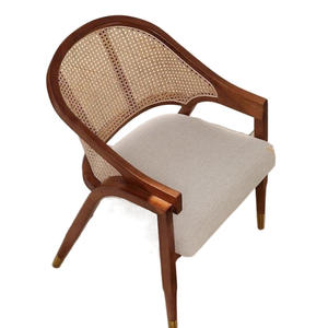 Fauteuil en rotin scandinave nordique - Luxe léger, écologique, rembourré, durable, chaise de salle à manger en bois massif moderne pour la maison - Product Image 5