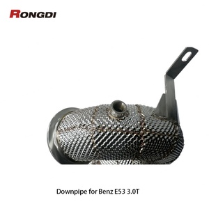 High Flow Exhaust Downpipe for Mercedes Benz M256 GT50 GT53 E53 3.0T 2019+ Heat Shield With Resonator Pipe - Product Image 5
