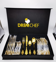 Royal Doulton Brilliant Custom Gold Nordic Stainless Steel Cutlery Luxury 18/10 Stainless Steel Gold Cutlery Set Flatware Set