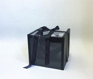 Scatola Vuota per Torte e Fiori all'Ingrosso con Nastro, Scatola per Composizioni Floreali con Cassetto, Scatola Quadrata Trasparente per Fiori - Product Image 1