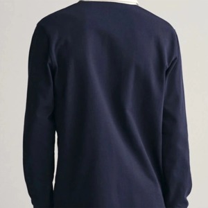 Polo de Manga Larga para Hombre, Tejido, Color Azul Marino Sólido, Estilo Casual, Corte Regular, Material de Algodón, Diseño Antipilling - Product Image 3