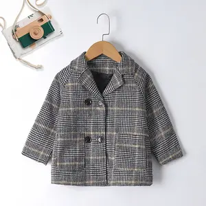 Ropa de lana para niños, abrigo de guisante grueso con botones y bocina retro popular, para otoño e invierno, venta al por mayor