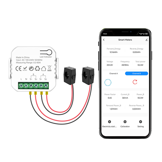 RSH Tuya WiFi Smart Meter Energy Monitor Module APP Remote Control DIY Relay Smart Breaker