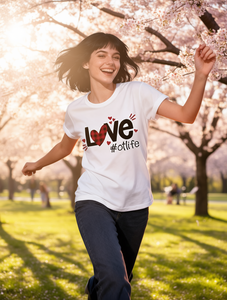 T-shirt con stampa Love Letter da donna, manica corta, girocollo, top casual, 100% cotone jersey, moda primavera estate - Product Image 2