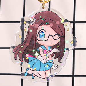 Vigreat Eco-Friendly Acrylic Anime Charm Clear Plastic Keychain Custom Hologram Key Chains