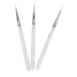 Kit de 20 pinceaux à ongles en acrylique, 14 cm, manche pailleté, poils en nylon, pour nail art, OEM, salon de beauté, manucure - Product Image 1