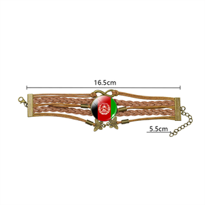 Bracelet drapeau algérien en cuir marron pour femmes, bijou tressé, accessoire de mode - Product Image 5